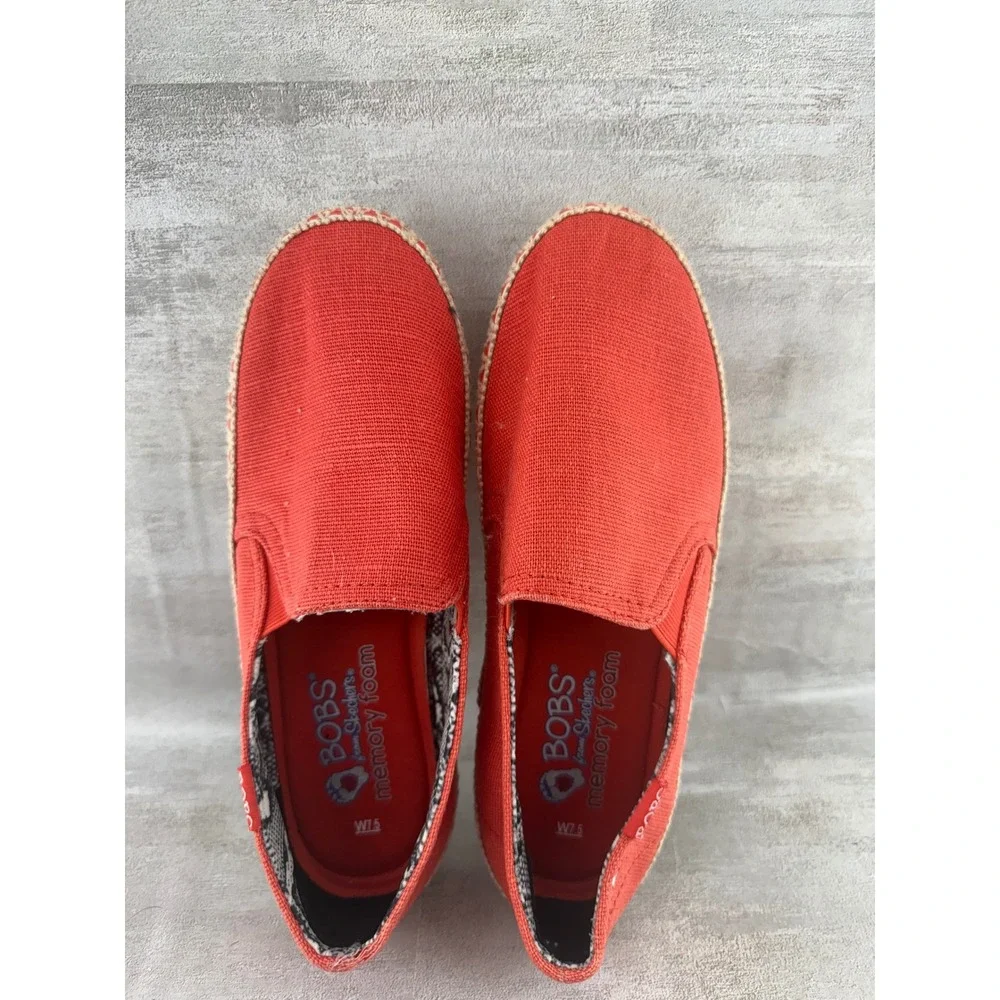 BOBS from Skechers B-Loved Women 7.5 Coral Red Slip On Espadrille Shoes 113091